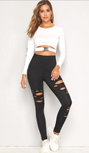 Load image into Gallery viewer, High Waist Ripped Skinny Leggings
